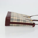 BURBERRY Nova Check Tote Bag Canvas Leather Beige Gold Auth 111400-6