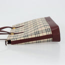 BURBERRY Nova Check Tote Bag Canvas Leather Beige Gold Auth 111400-7