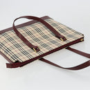 BURBERRY Nova Check Tote Bag Canvas Leather Beige Gold Auth 111400-8