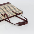 BURBERRY Nova Check Tote Bag Canvas Leather Beige Gold Auth 111400-5