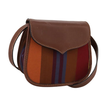 CELINE Shoulder Bag Canvas Leather Gold Brown Auth 111407