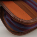 CELINE Shoulder Bag Canvas Leather Gold Brown Auth 111407-14