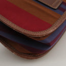 CELINE Shoulder Bag Canvas Leather Gold Brown Auth 111407-15