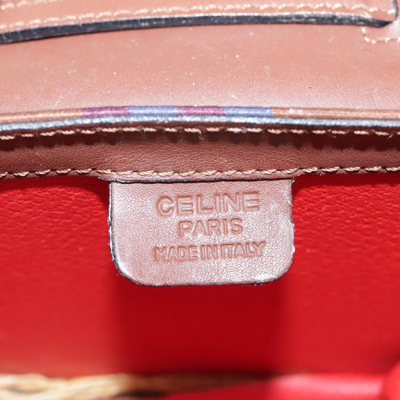 CELINE Shoulder Bag Canvas Leather Gold Brown Auth 111407