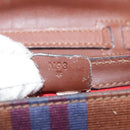 CELINE Shoulder Bag Canvas Leather Gold Brown Auth 111407-12