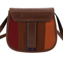 CELINE Shoulder Bag Canvas Leather Gold Brown Auth 111407-2