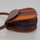 CELINE Shoulder Bag Canvas Leather Gold Brown Auth 111407-3