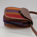 CELINE Shoulder Bag Canvas Leather Gold Brown Auth 111407-4