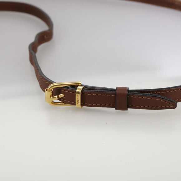 CELINE Shoulder Bag Canvas Leather Gold Brown Auth 111407