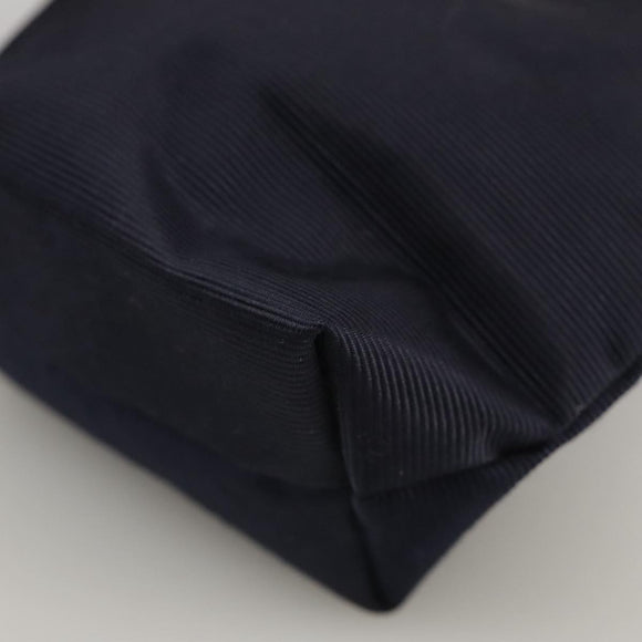 CELINE Circle Pouch Nylon Navy Gold Auth 111410