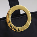 CELINE Circle Pouch Nylon Navy Gold Auth 111410-10