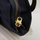 CELINE Circle Pouch Nylon Navy Gold Auth 111410-11