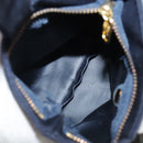 CELINE Circle Pouch Nylon Navy Gold Auth 111410-12