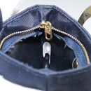 CELINE Circle Pouch Nylon Navy Gold Auth 111410-17