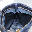 CELINE Circle Pouch Nylon Navy Gold Auth 111410-18