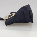 CELINE Circle Pouch Nylon Navy Gold Auth 111410-3