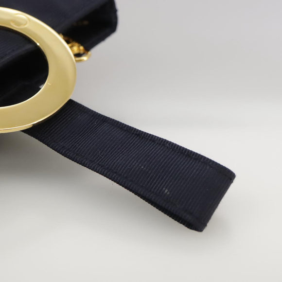 CELINE Circle Pouch Nylon Navy Gold Auth 111410