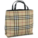 BURBERRY Nova Check Hand Bag PVC Beige Auth 111433-1