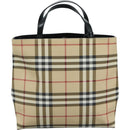 BURBERRY Nova Check Hand Bag PVC Beige Auth 111433-13