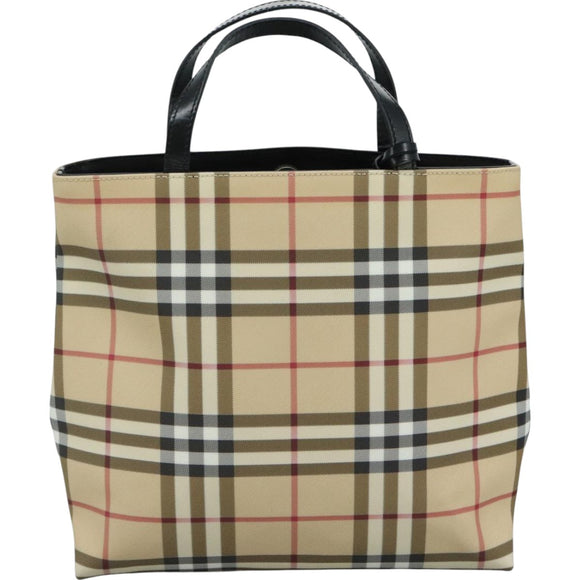 BURBERRY Nova Check Hand Bag PVC Beige Auth 111433