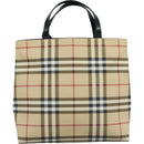 BURBERRY Nova Check Hand Bag PVC Beige Auth 111433-2