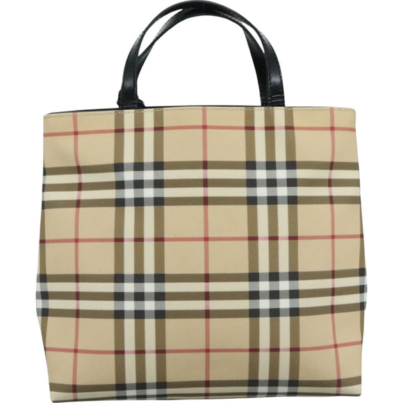 BURBERRY Nova Check Hand Bag PVC Beige Auth 111433