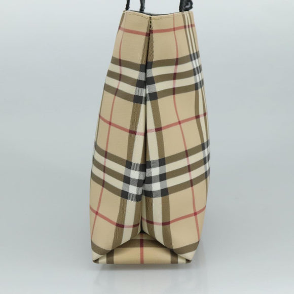 BURBERRY Nova Check Hand Bag PVC Beige Auth 111433