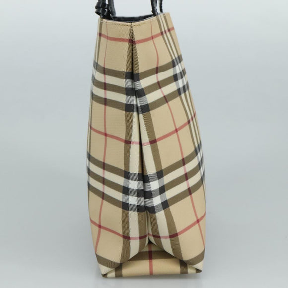 BURBERRY Nova Check Hand Bag PVC Beige Auth 111433