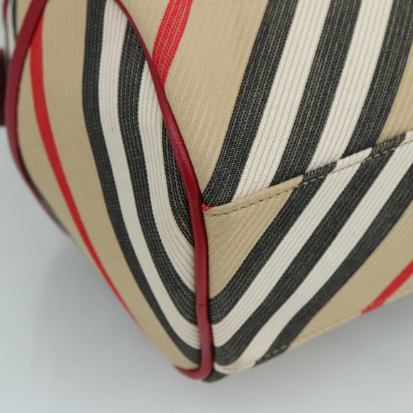 BURBERRY Blue Label Nova Check Hand Bag Canvas Beige Auth 111434