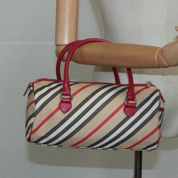 BURBERRY Blue Label Nova Check Hand Bag Canvas Beige Auth 111434