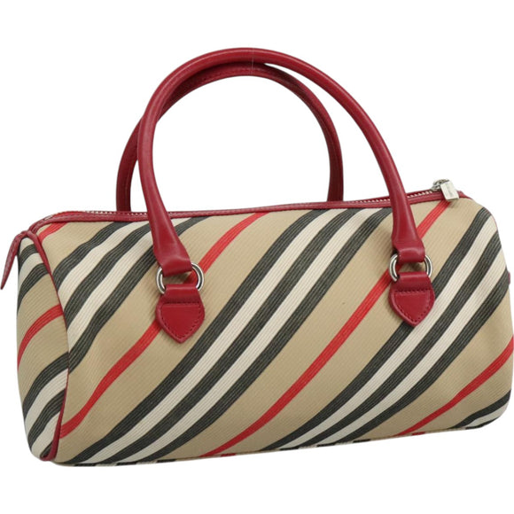 BURBERRY Blue Label Nova Check Hand Bag Canvas Beige Auth 111434