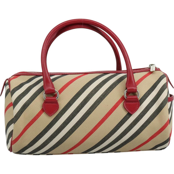 BURBERRY Blue Label Nova Check Hand Bag Canvas Beige Auth 111434