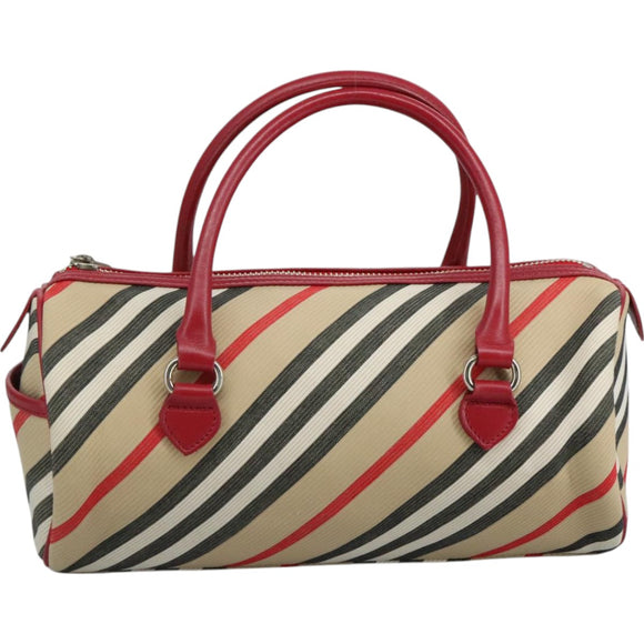 BURBERRY Blue Label Nova Check Hand Bag Canvas Beige Auth 111434