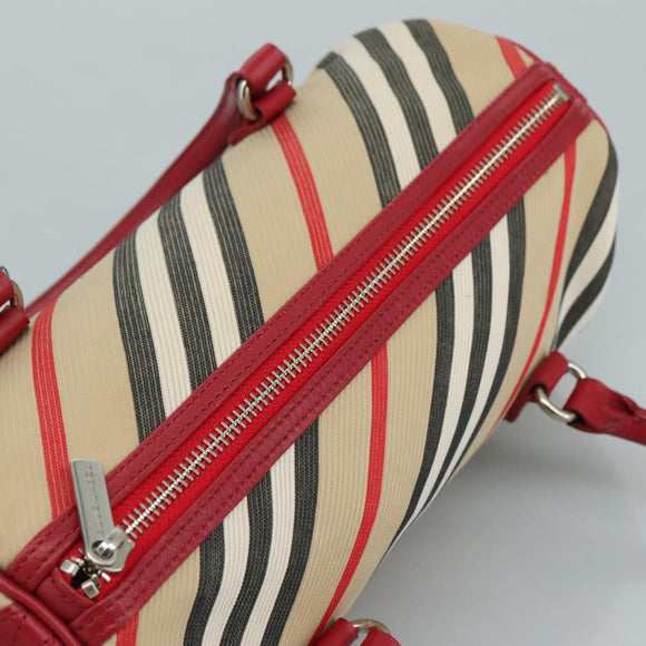 BURBERRY Blue Label Nova Check Hand Bag Canvas Beige Auth 111434