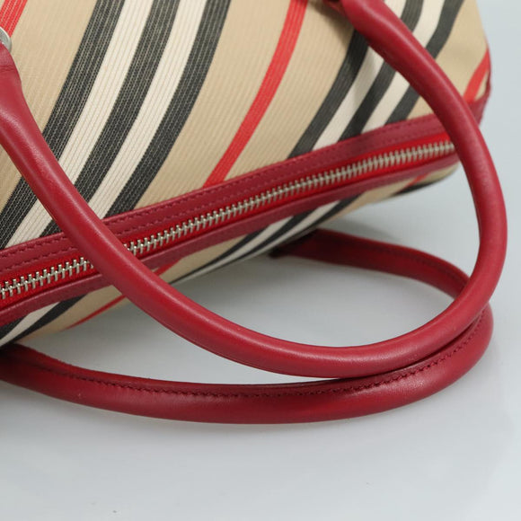 BURBERRY Blue Label Nova Check Hand Bag Canvas Beige Auth 111434