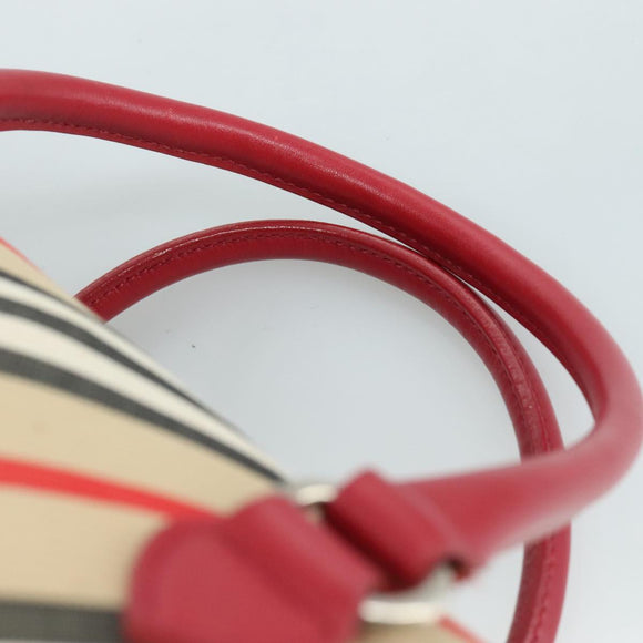 BURBERRY Blue Label Nova Check Hand Bag Canvas Beige Auth 111434