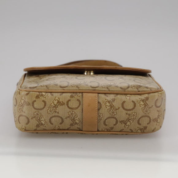 CELINE C Sulky Shoulder Bag PVC Beige Gold Auth 111437