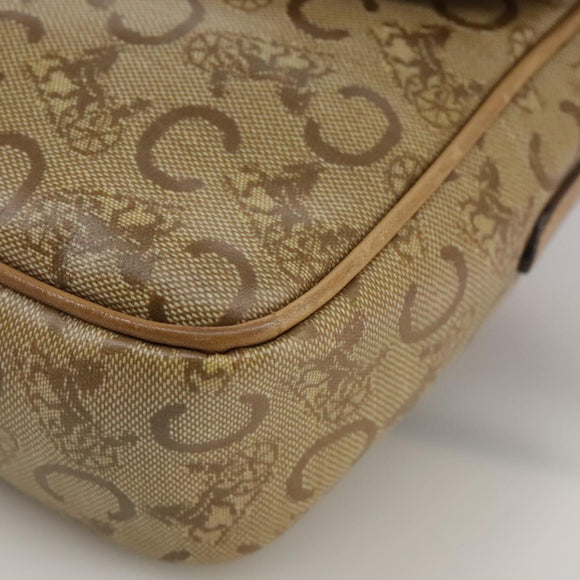 CELINE C Sulky Shoulder Bag PVC Beige Gold Auth 111437