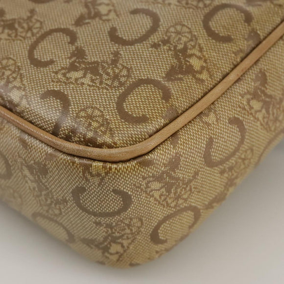 CELINE C Sulky Shoulder Bag PVC Beige Gold Auth 111437