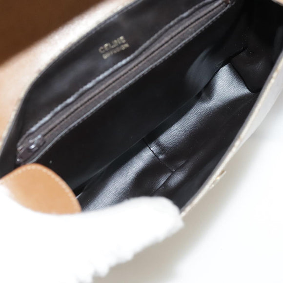 CELINE C Sulky Shoulder Bag PVC Beige Gold Auth 111437