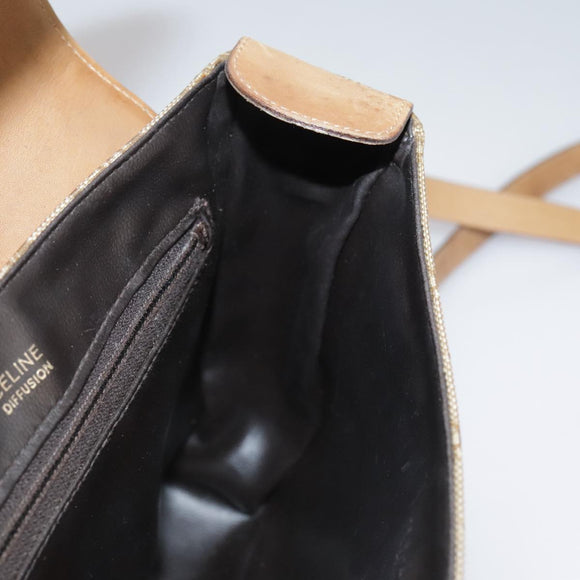 CELINE C Sulky Shoulder Bag PVC Beige Gold Auth 111437