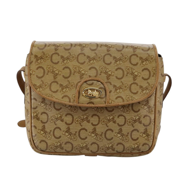 CELINE C Sulky Shoulder Bag PVC Beige Gold Auth 111437