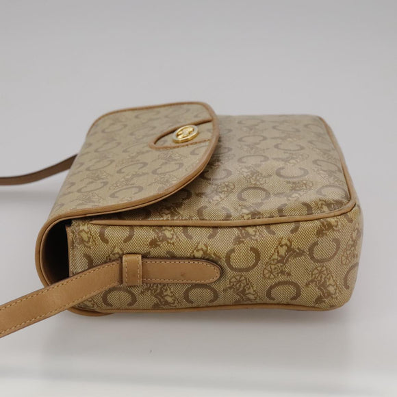 CELINE C Sulky Shoulder Bag PVC Beige Gold Auth 111437
