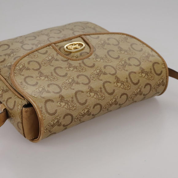 CELINE C Sulky Shoulder Bag PVC Beige Gold Auth 111437