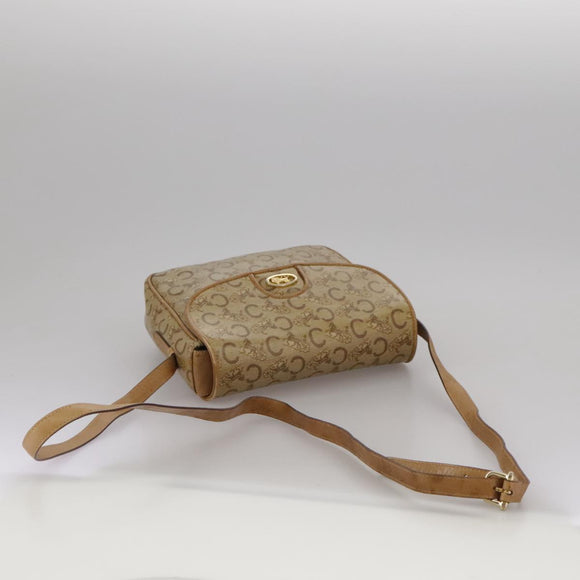 CELINE C Sulky Shoulder Bag PVC Beige Gold Auth 111437