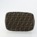 FENDI Zucca Canvas Vanity Pouch Brown Black gold Auth 111462-9