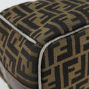 FENDI Zucca Canvas Vanity Pouch Brown Black gold Auth 111462-15