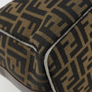 FENDI Zucca Canvas Vanity Pouch Brown Black gold Auth 111462-17