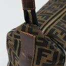 FENDI Zucca Canvas Vanity Pouch Brown Black gold Auth 111462-10
