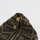 FENDI Zucca Canvas Vanity Pouch Brown Black gold Auth 111462-18